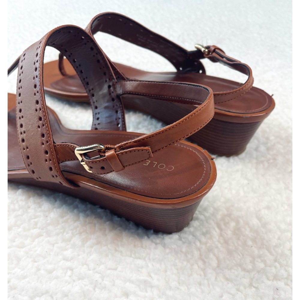 COLE HAAN • Brown Elsie Thong Wedge Sandals, 9 - Picture 10 of 16